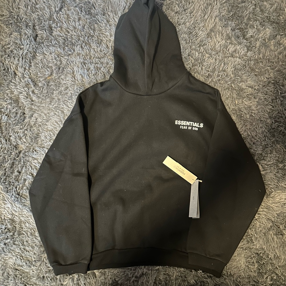 Mens Large Essentials Black Hoodie